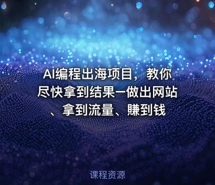 AI编程出海项目，教你尽快拿到结果–做出网站、拿到流量、賺到钱