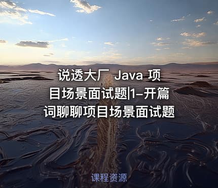 说透大厂 Java 项目场景面试题|1-开篇词聊聊项目场景面试题