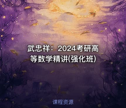 武忠祥：2024考研高等数学精讲(强化班)
