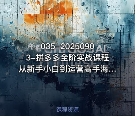 035-20250903-拼多多全阶实战课程从新手小白到运营高手海量实战玩法全年实时更新2025年9月更新更多资源