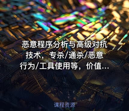 恶意程序分析与高级对抗技术，专杀/通杀/恶意行为/工具使用等，价值799