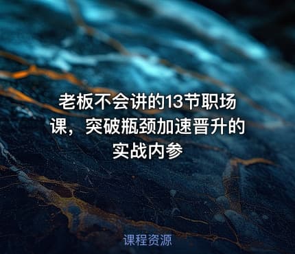 老板不会讲的13节职场课，突破瓶颈加速晋升的实战内参