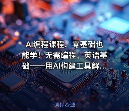 AI编程课程，零基础也能学！无需编程、英语基础——用AI构建工具解决难题，全程实操演练（更新至6月）