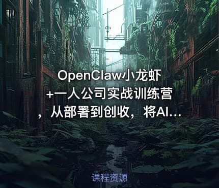 OpenClaw小龙虾+一人公司实战训练营 ，从部署到创收，将AI工具转化为“一人公司”引擎，低成本变现（更新）