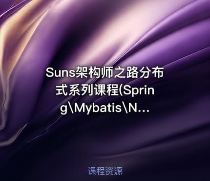 Suns架构师之路分布式系列课程(Spring\Mybatis\Netty\RPC)，价值数千