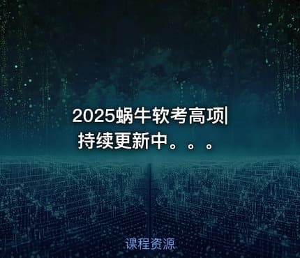 2025蜗牛软考高项|持续更新中。。。