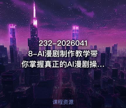 232-20260418-AI漫剧制作教学带你掌握真正的AI漫剧操作手法直接复用的实操流程