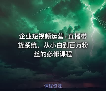 企业短视频运营+直播带货系统，从小白到百万粉丝的必修课程