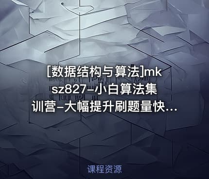 [数据结构与算法]mksz827-小白算法集训营-大幅提升刷题量快速逃离新手区
