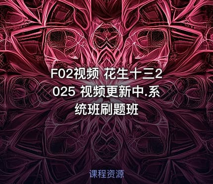 F02视频 花生十三2025 视频更新中.系统班刷题班