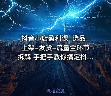 抖音小店盈利课-选品-上架-发货-流量全环节拆解 手把手教你搞定抖店运营