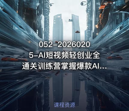 052-20260205-AI短视频轻创业全通关训练营掌握爆款AI短视频内容创作从入门新手到平稳变现的六维跃迁更多资源
