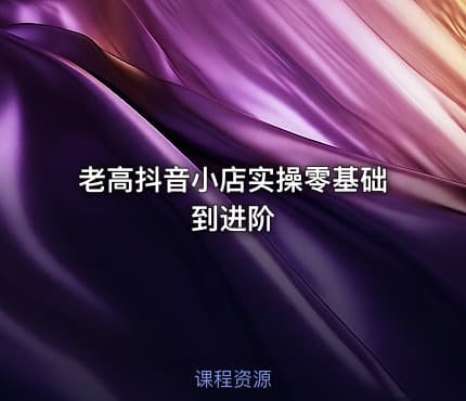 老高抖音小店实操零基础到进阶