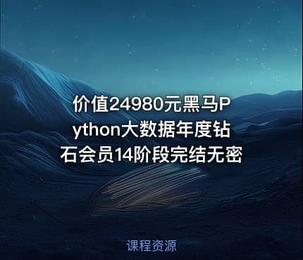 价值24980元黑马Python大数据年度钻石会员14阶段完结无密