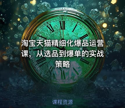 淘宝天猫精细化爆品运营课，从选品到爆单的实战策略