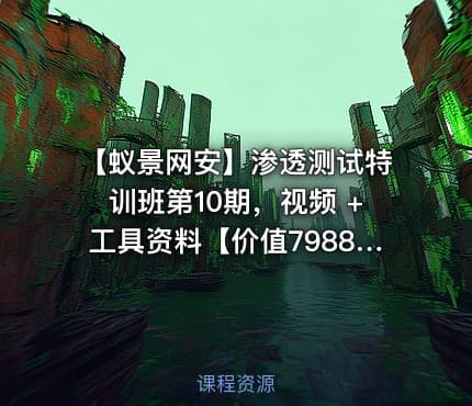 【蚁景网安】渗透测试特训班第10期，视频 +工具资料【价值7988】