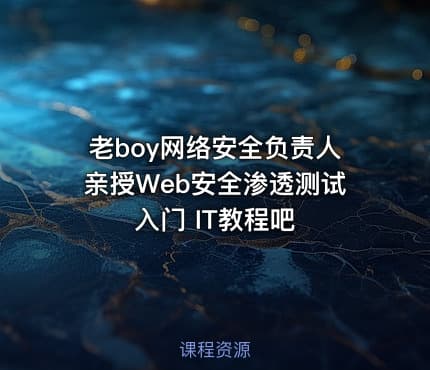 老boy网络安全负责人亲授Web安全渗透测试入门 IT教程吧
