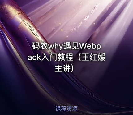码农why遇见Webpack入门教程（王红媛主讲）