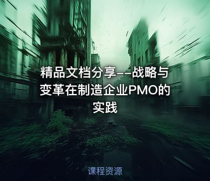 精品文档分享--战略与变革在制造企业PMO的实践