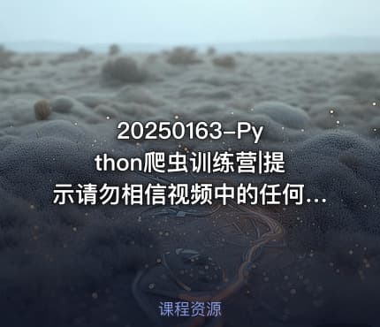 20250163-Python爬虫训练营|提示请勿相信视频中的任何联系方式防止被割韭菜~