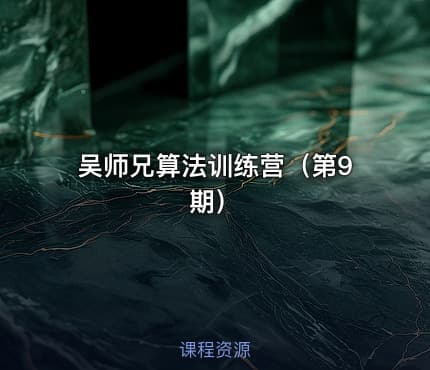 吴师兄算法训练营（第9期）