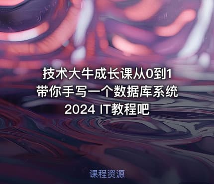 技术大牛成长课从0到1带你手写一个数据库系统 2024 IT教程吧