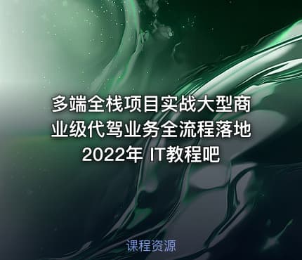 多端全栈项目实战大型商业级代驾业务全流程落地2022年 IT教程吧