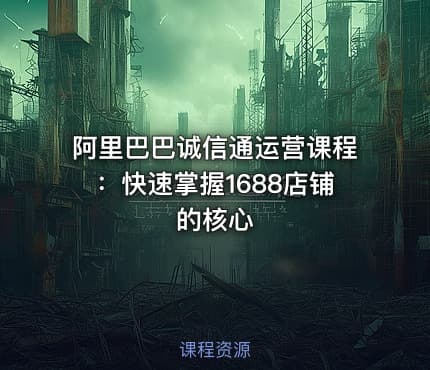 阿里巴巴诚信通运营课程：快速掌握1688店铺的核心