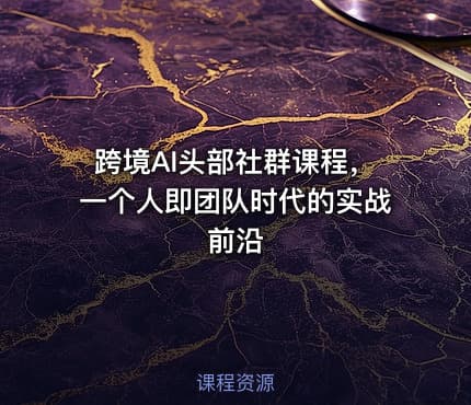 跨境AI头部社群课程，一个人即团队时代的实战前沿