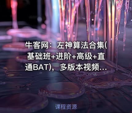 牛客网：左神算法合集(基础班+进阶+高级+直通BAT)，多版本视频及源码下载 价值1999元(内容更新)