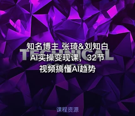 知名博主 张琦&刘知白AI实操变现课，32节视频搞懂AI趋势