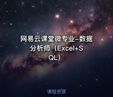 网易云课堂微专业-数据分析师（Excel+SQL）
