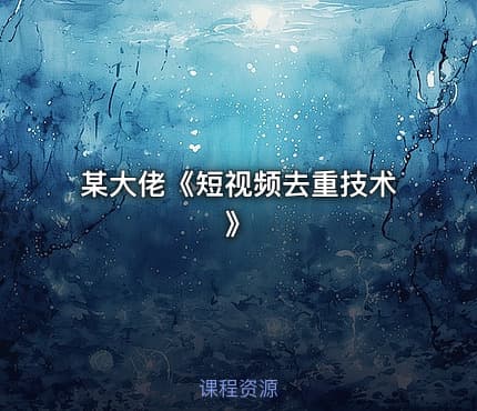 某大佬《短视频去重技术》
