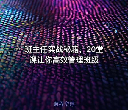 班主任实战秘籍，20堂课让你高效管理班级