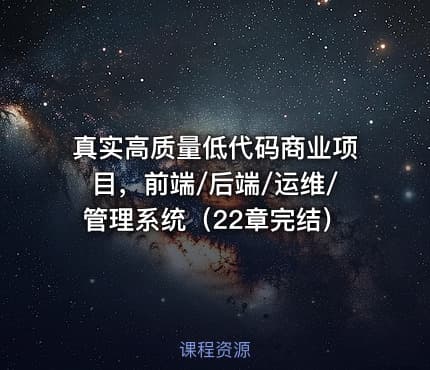 真实高质量低代码商业项目，前端/后端/运维/管理系统（22章完结）