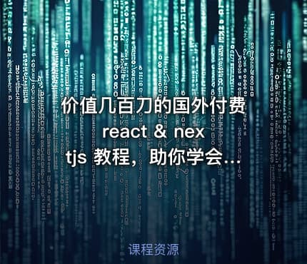 价值几百刀的国外付费 react & nextjs 教程，助你学会提升 react & nextjs