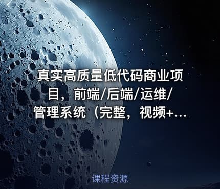 真实高质量低代码商业项目，前端/后端/运维/管理系统（完整，视频+代码+电子书）