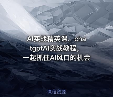 AI实战精英课，chatgptAI实战教程，一起抓住AI风口的机会