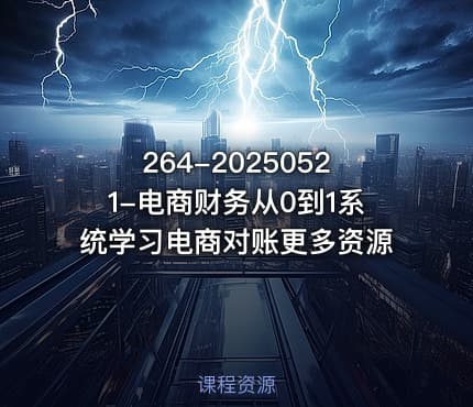 264-20250521-电商财务从0到1系统学习电商对账更多资源