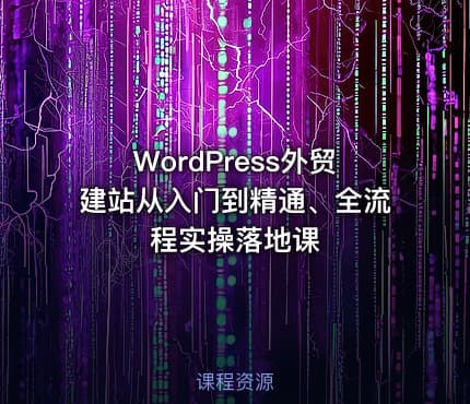 WordPress外贸建站从入门到精通、全流程实操落地课