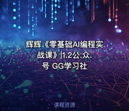 辉辉《零基础AI编程实战课》|1.2公.众.号 GG学习社