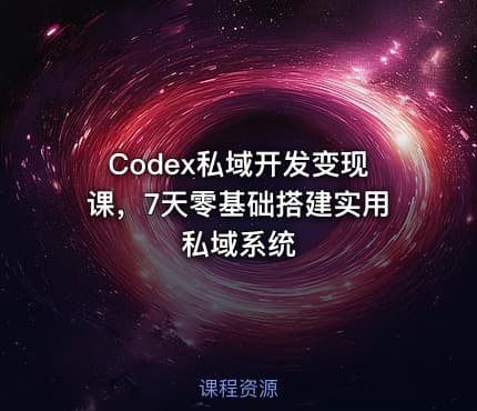 Codex私域开发变现课，7天零基础搭建实用私域系统