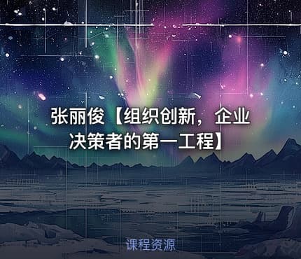 张丽俊【组织创新，企业决策者的第一工程】