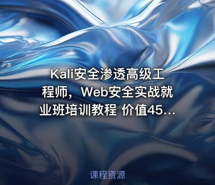 Kali安全渗透高级工程师，Web安全实战就业班培训教程 价值4500元