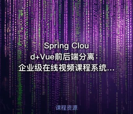 Spring Cloud+Vue前后端分离：企业级在线视频课程系统开发