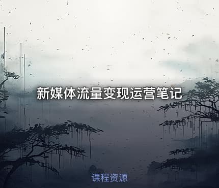新媒体流量变现运营笔记