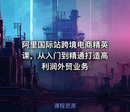 阿里国际站跨境电商精英课，从入门到精通打造高利润外贸业务