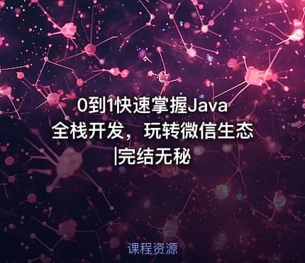 0到1快速掌握Java全栈开发，玩转微信生态|完结无秘