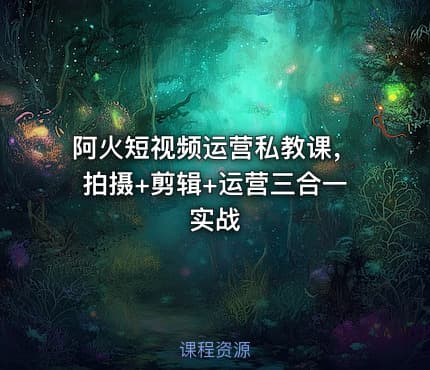 阿火短视频运营私教课，拍摄+剪辑+运营三合一实战