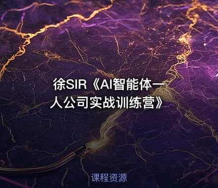 徐SIR《AI智能体一人公司实战训练营》